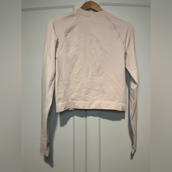 Joy Lab Cream Fitted Long Sleeve Zip Up - Picture 2 of 3